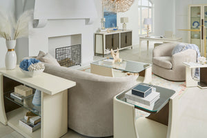 A.R.T. Furniture Blanc Credenza - Contemporary Alabaster & Burnished Bronze With Adjustable Shelves & Unique Storage White Parawood Solids,Resin,Metal 289252-1040