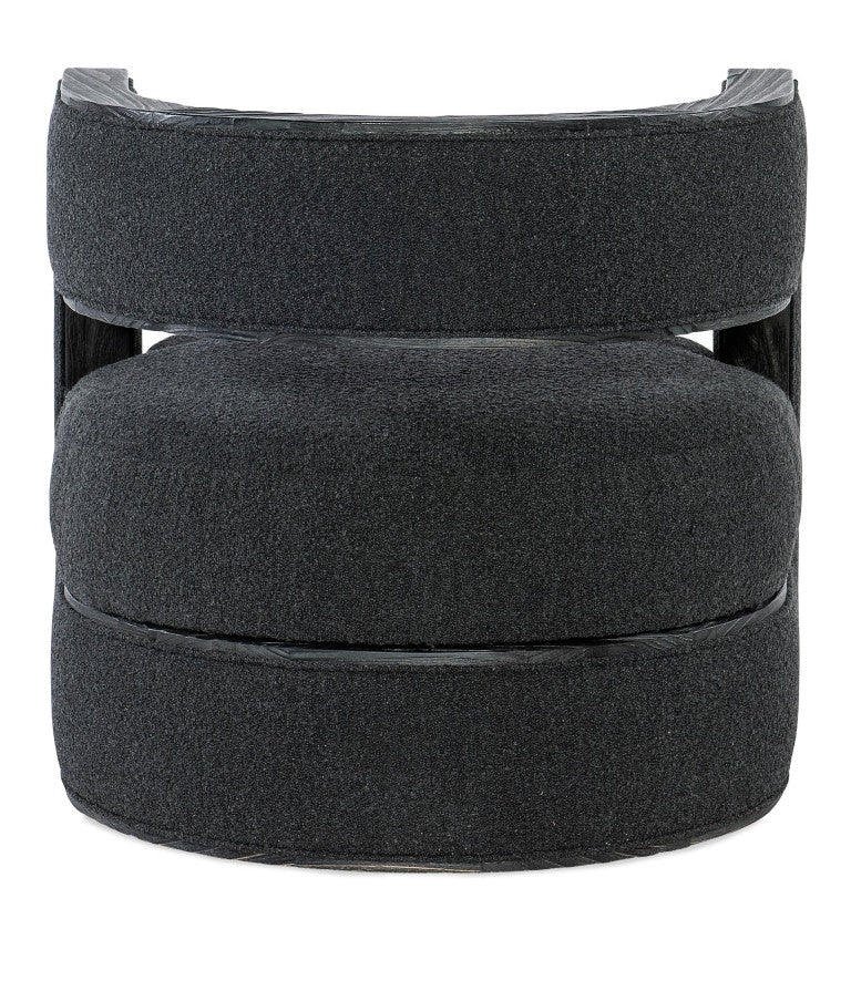 Hooker Furniture Burke Charred Black Accent Chair With Wolf Ebony Upholstery, Sculptural Pine Veneer Frame, Distressed Finish CC291-499