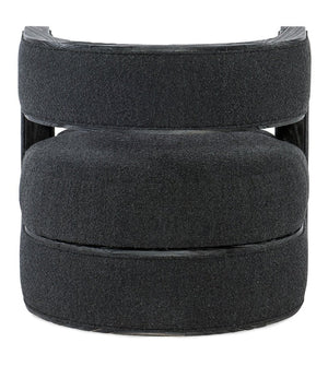 Hooker Furniture Burke Charred Black Accent Chair With Wolf Ebony Upholstery, Sculptural Pine Veneer Frame, Distressed Finish CC291-499