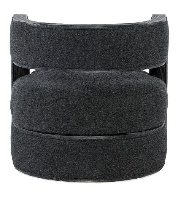 Hooker Furniture Burke Charred Black Accent Chair With Wolf Ebony Upholstery, Sculptural Pine Veneer Frame, Distressed Finish CC291-499