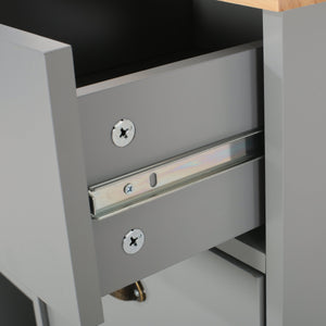 English Elm Christopher Knight Home® - Kitchen Island Cart with Rubberwood Top, Rolling Storage Cabinet with Drawers & Locking Casters Grey 67757.00NATGRY