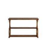 Homelegance By Top-Line Maude Wood Scroll Sofa Table Oak Veneer