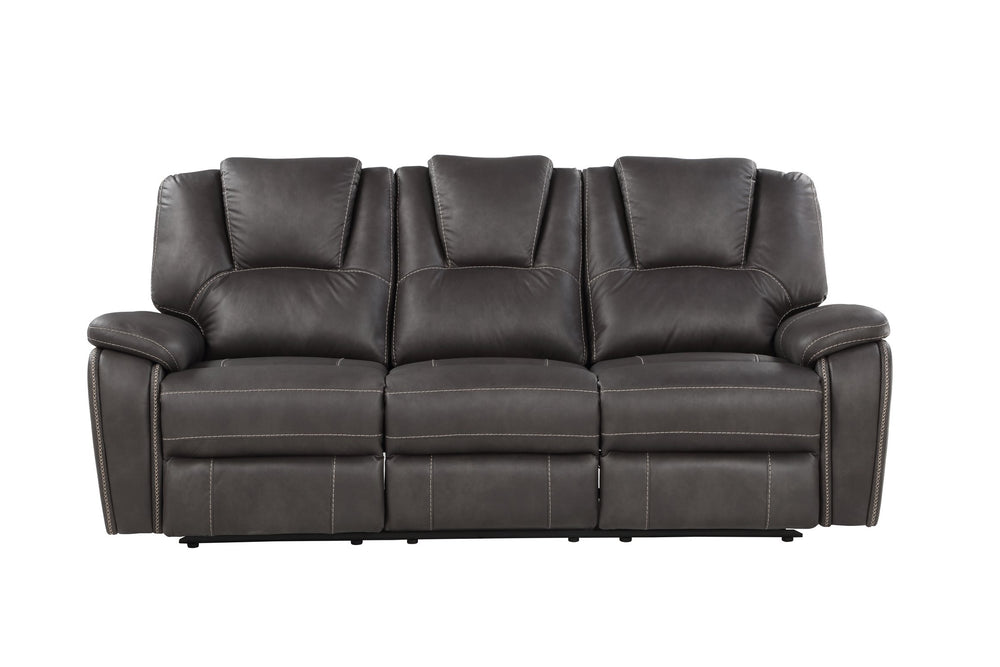 English Elm Steve Silver - Katrine Charcoal PU Manual Sofa with Reclining Ends, Faux Leather, Padded Arms & Headrest Comfort B081P157066
