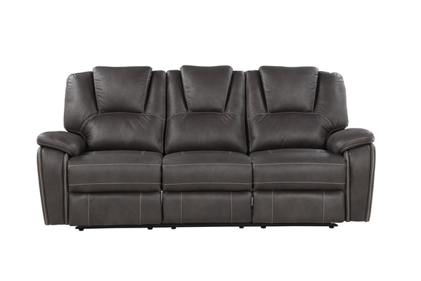 English Elm Steve Silver - Katrine Charcoal PU Manual Sofa with Reclining Ends, Faux Leather, Padded Arms & Headrest Comfort B081P157066