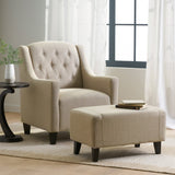 Christopher Knight Home® - Noble House - Elaine Tufted Fabric Chair and Ottoman