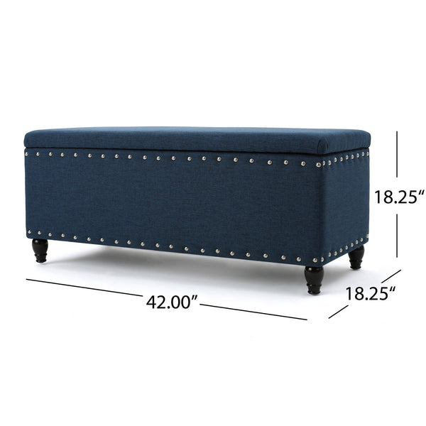 English Elm Storage Ottoman Bench with Hinged Lid Padded Seat Living Room Coffee Table 60581.00DBL