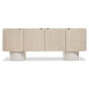 Bernhardt Bernhardt Antibes Entertainment Credenza With Rustic Oak Roz Finish, Pumice Pedestals & Media-Ready Storage 350880