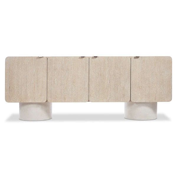 Bernhardt Bernhardt Antibes Entertainment Credenza With Rustic Oak Roz Finish, Pumice Pedestals & Media-Ready Storage 350880