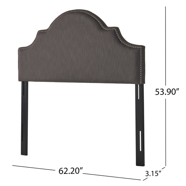 English Elm Christopher Knight Home® - Upholstered Headboard Queen with Nailhead Trim, Sturdy Steel Legs, Adjustable Height, Sleek Design Gray 57869.00GRY