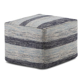 Cotton Square Pouf with Woven Patterned Melange