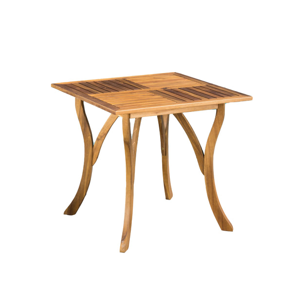 English Elm Outdoor Acacia Wood Square Bistro Table with Slatted Top and Cabriole Legs 57234.00