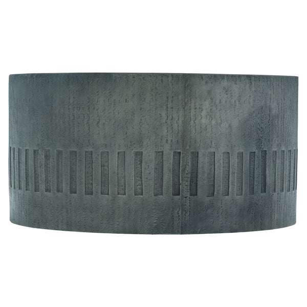 Bernhardt Bernhardt Miramar Round Cocktail Table — Textured Glass-Reinforced Concrete, Etched Geometric Charcoal Finish, Weather-Ready 35.5" X01025