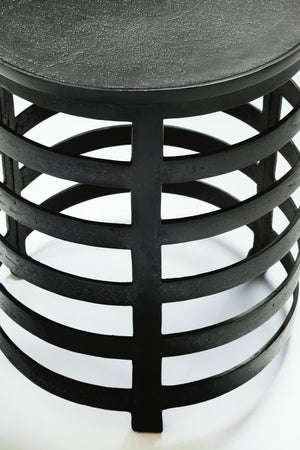 Bernhardt Bernhardt Apsley Sculptural Round Chairside Table — Textured Black Nickel Accent, Compact 16" X16" X20" 375161