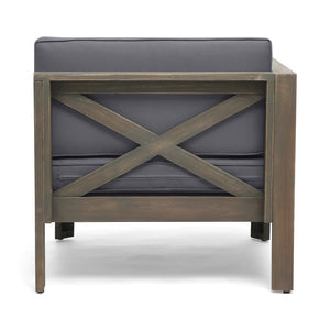 English Elm Alcove Acacia Hardwood Outdoor Sectional Set with Ottoman and Coffee Table 63714.00GDGRY