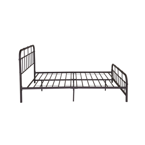 English Elm Queen Iron Platform Bed Pipe Style Frame No Box Spring Needed Industrial Loft Bedroom Copper 64072.00HMCOP-Q