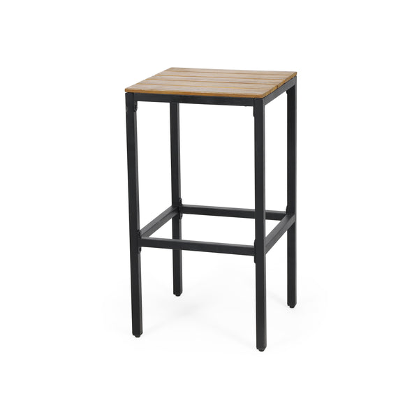 English Elm Christopher Knight Home® - EZRA Outdoor Acacia Bar Stool Set of 2 — Handcrafted Teak Finish Wood Tops, Sturdy Iron Frames Teak+ Black 70262.00