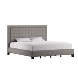 Homelegance By Top-Line Sinead Square Button-Tufted Upholstered Bed Grey Linen