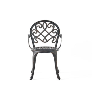 English Elm Camden Outdoor Cast Aluminum Bistro Set with Ice Bucket Scrollwork Copper Patio 52255.00COP