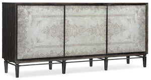 Hooker Furniture Melange Rosella Console With Hand-Painted Eglomise Glass, Soft-Close Storage & Electronics-Ready 638-85463-647