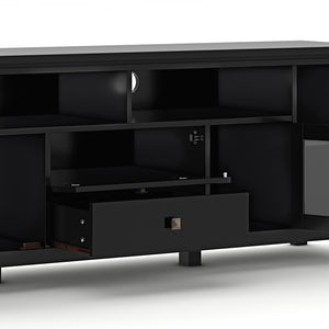 English Elm Cosmopolitan 72" Wide Black Media Stand - Sleek Solid Wood Tv Storage With Modern Design & Organization B136P158551