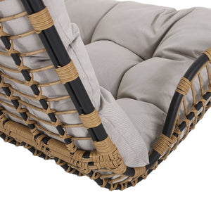English Elm Christopher Knight Home® - ARRUDA Wicker Porch Swing with Water-Resistant Cushions, Iron Frame, Boho Outdoor Hanging Seat, 800 lb Capacity Brown+Beige 70653.00BGE