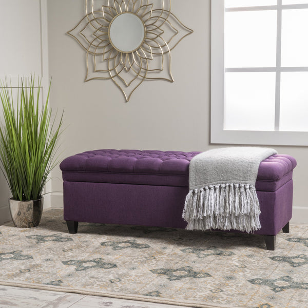English Elm Juliana Rectangular Storage Ottoman Upholstered Lift Top for Living Room Seating 57741.00PUR