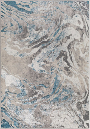 Livabliss Firenze Machine Woven Polyester Runner Rug with Silky Sheen for Hallways Teal, Charcoal 3'3" x 4'5" FZE2305-3345