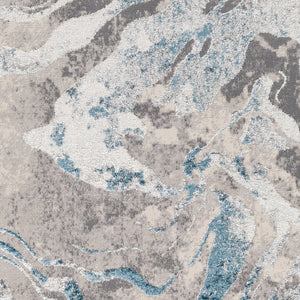 Livabliss Firenze Machine Woven Polyester Runner Rug with Silky Sheen for Hallways Teal, Charcoal 3'3" x 4'5" FZE2305-3345