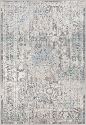 Livabliss Firenze Traditional Polyester Runner Rug with Lustrous Sheen for Hallways and Entryways Teal, Charcoal 3'3" x 4'5" FZE2309-3345