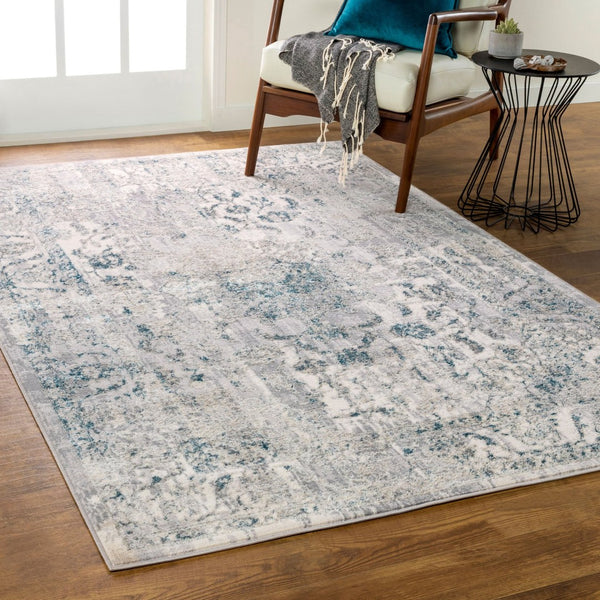 Livabliss Firenze Traditional Polyester Runner Rug with Lustrous Sheen for Hallways and Entryways Teal, Charcoal 3'3" x 4'5" FZE2309-3345