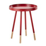 Homelegance By Top-Line Asher Paint-Dipped Round Tray-Top End Table Red Rubberwood