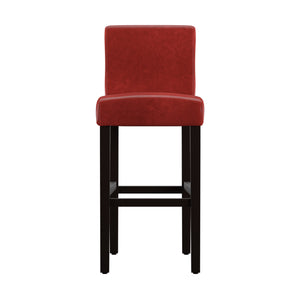 Homelegance By Top-Line Leander Faux Leather High Back Bar Stools (Set of 2) Red Wood
