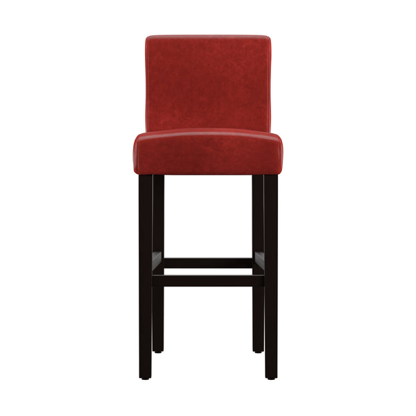 Homelegance By Top-Line Leander Faux Leather High Back Bar Stools (Set of 2) Red Wood