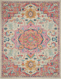 Nourison Passion PSN25 Machine Made Power-loomed Ornamental Border Indoor Only Bohemian Vintage Rug Ivory Pink, Ivory Pink 100% Polypropylene 99446936769