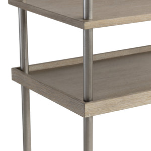 Bernhardt Bernhardt Anax Etagere Sculptural Oak & Faux Stone Shelving With Graphite Cast-Aluminum Posts, 80" Tall 313812
