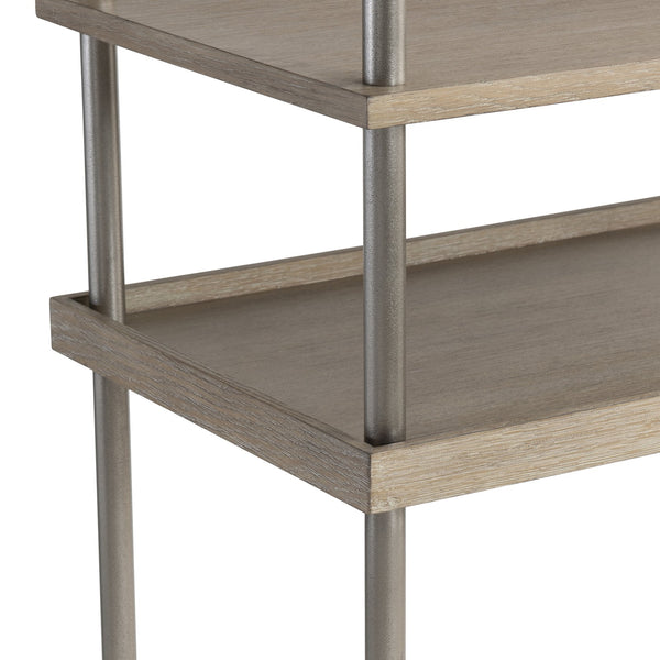 Bernhardt Bernhardt Anax Etagere Sculptural Oak & Faux Stone Shelving With Graphite Cast-Aluminum Posts, 80" Tall 313812