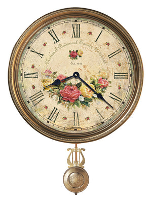 Hekman Furniture 620440 Savannah Botanical Vii Wall Clock – Antique Brass Pendulum, Quartz Movement, Rustic Decor  Savannah Botanical Vii Wall Clock 620440