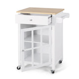 Christopher Knight Home® - Noble House - Maynard Contemporary Glass Paneled Kitchen Cart, Natural and White