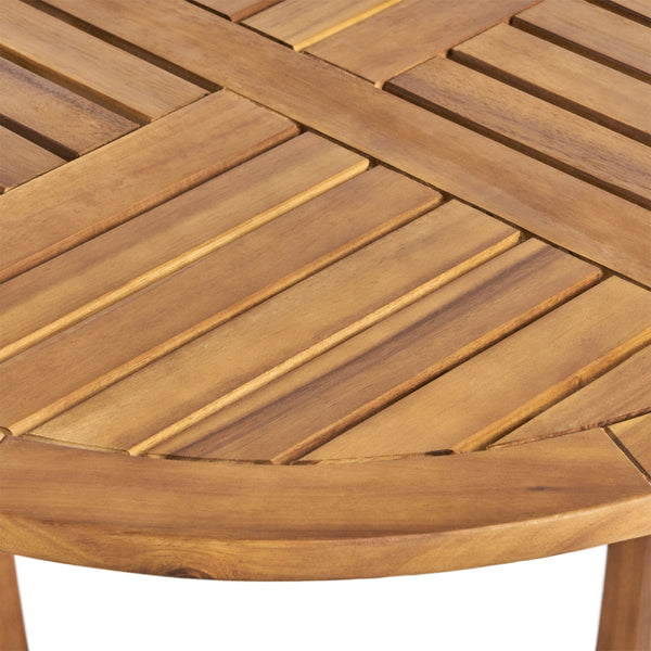 English Elm Hermosa Outdoor Round Acacia Wood Bistro Table Slatted Hardwood Patio Accent 57522.00