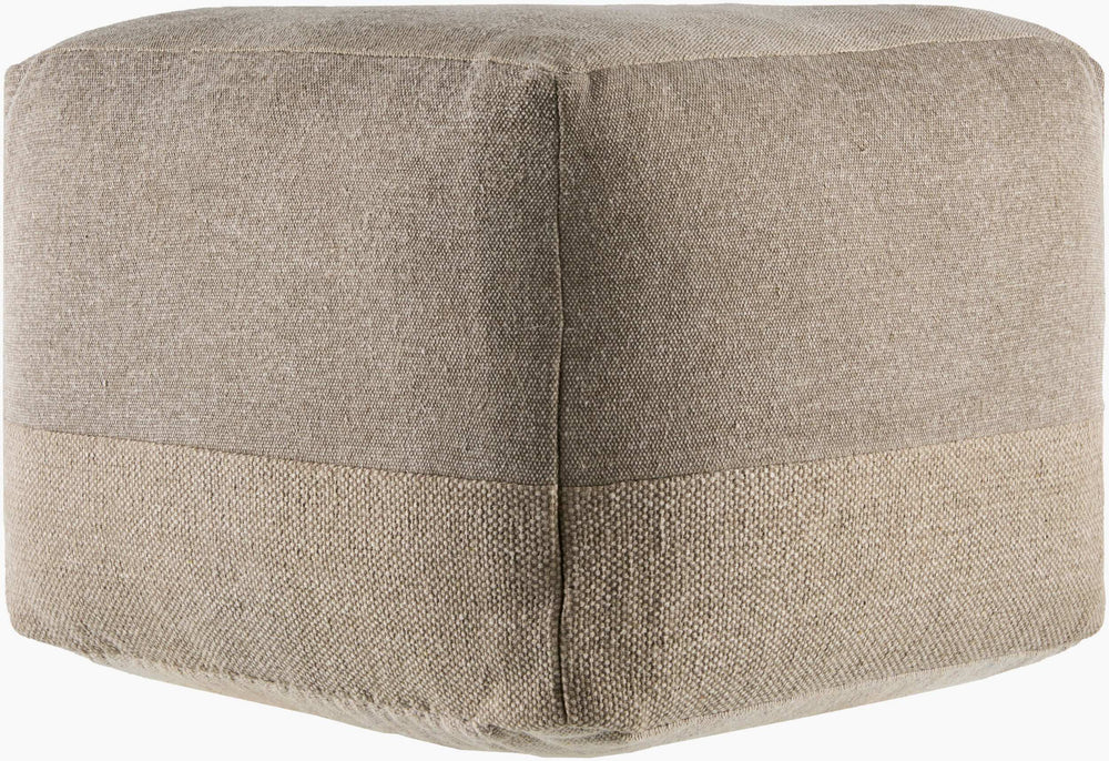 Surya Frazier Modern Minimalist 14"H X 18"W Cotton Pouf - Versatile Soft Touch, Stylish Seating Solution Taupe Cotton,Cotton,Polybeads Fzpf001-141818