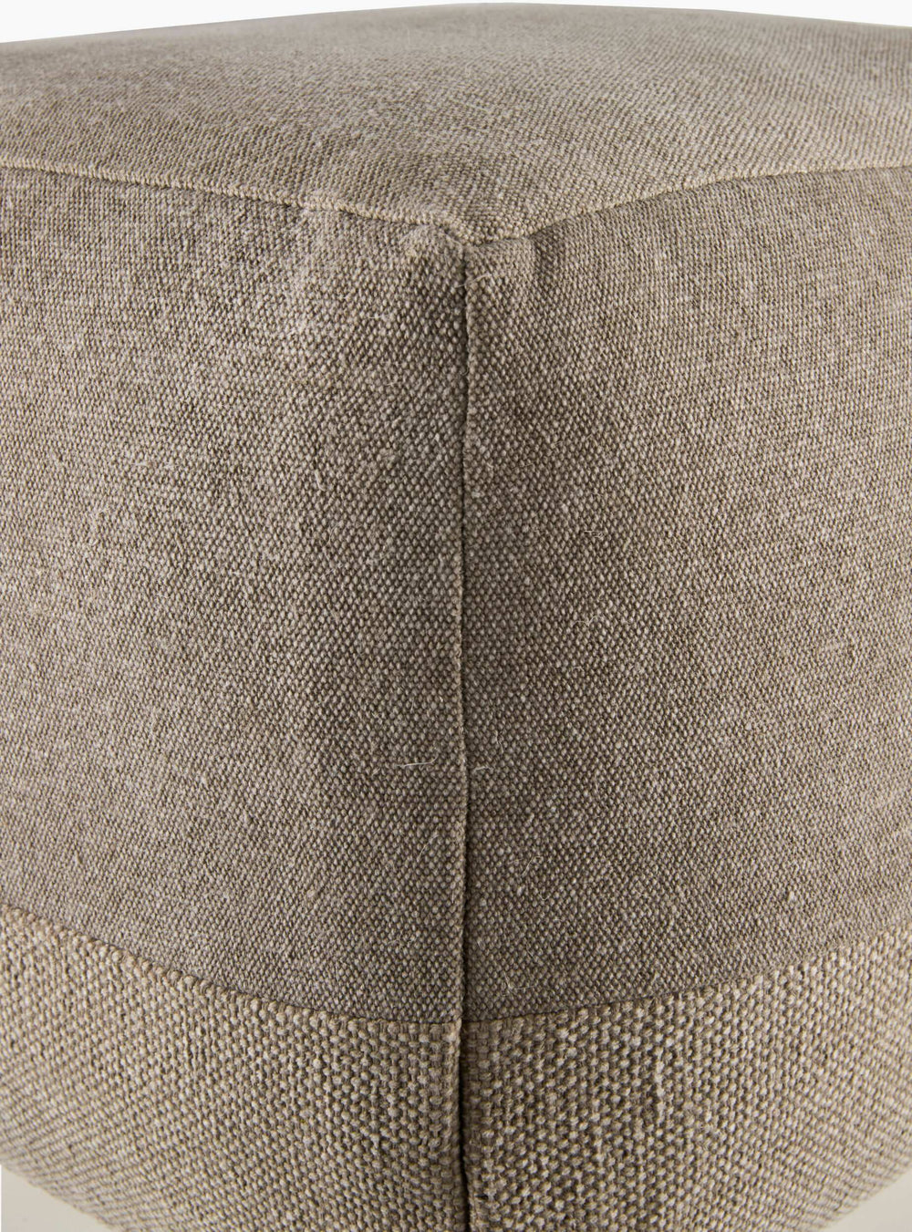 Surya Frazier Modern Minimalist 14"H X 18"W Cotton Pouf - Versatile Soft Touch, Stylish Seating Solution Taupe Cotton,Cotton,Polybeads Fzpf001-141818