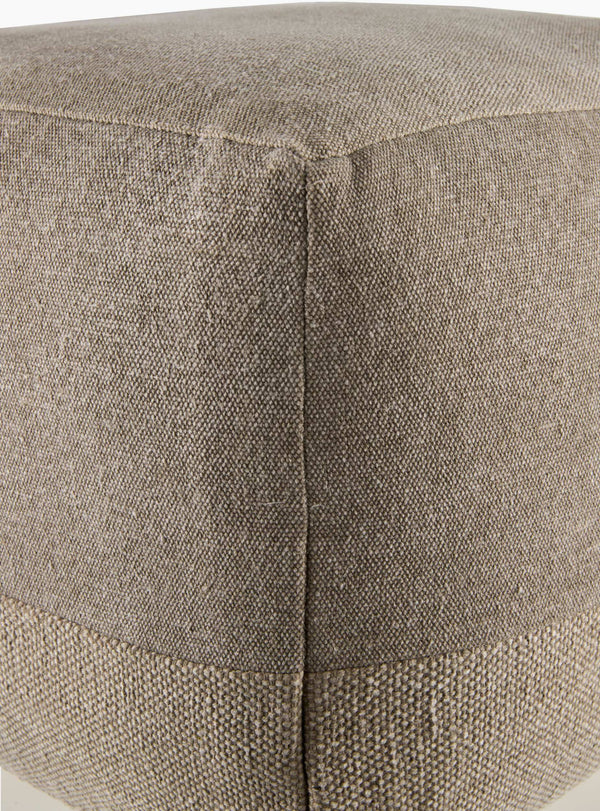 Surya Frazier Modern Minimalist 14"H X 18"W Cotton Pouf - Versatile Soft Touch, Stylish Seating Solution Taupe Cotton,Cotton,Polybeads Fzpf001-141818