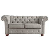 Homelegance By Top-Line Pietro Tufted Chesterfield Loveseat Grey Linen