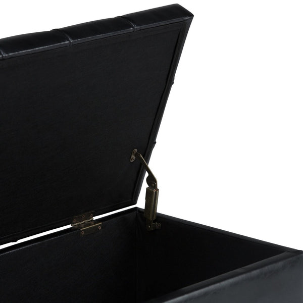 English Elm Sienna Storage Ottoman Bench – Stylish Midnight Black Faux Leather With Hidden Storage & Comfort B136P159110-GIGA