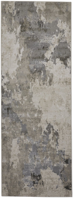 Feizy Rugs Prasad Modern Abstract Rug – Durable, Stain-resistant, Power Loomed Design For High Traffic Areas Ivory,Gray Polypropylene,Polyester 6703970fgry000i71