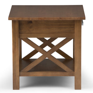 English Elm Kitchener End Table - Handcrafted Solid Wood In Medium Saddle Brown With Storage & Modern Design B136P158208