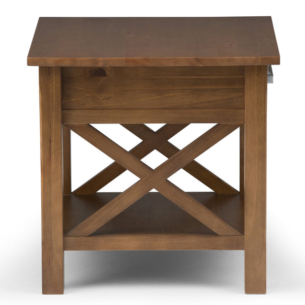 English Elm Kitchener End Table - Handcrafted Solid Wood In Medium Saddle Brown With Storage & Modern Design B136P158208
