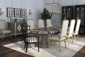 Hooker Furniture Sanctuary Noir Host Chair — Spindle-Back Dining Accent With Metal Icicle Performance Seat, Distressed Elegance 5845-75700-99