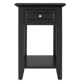 Homelegance By Top-Line Cerie 1-Drawer Side Table with Charging Station Black Wood