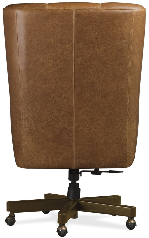 Hooker Furniture Nico Executive Chair In Jala Whiskey Top-Grain Leather — Button-Tufted, Plush Foam, Height-Adjustable EC828-087